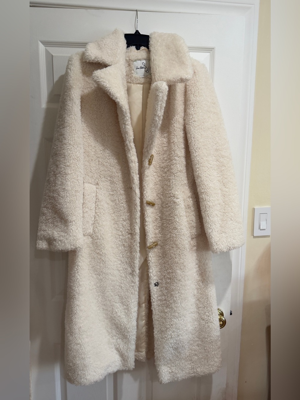 Sam Edelman Ivory Faux Shearling Teddy Long Coat | Size Small | Cozy Sherpa